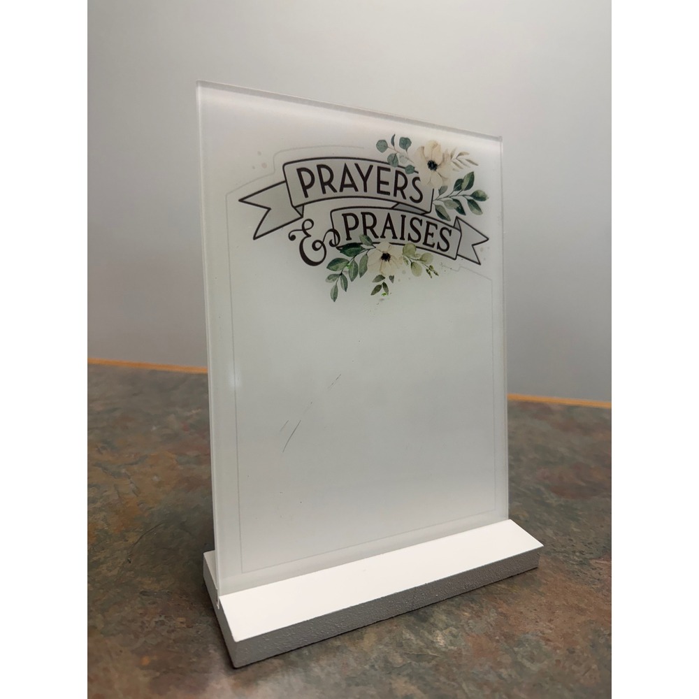 P Graham Dunn Prayers & Praises white Acrylic Dry Erase Board with Wood Base